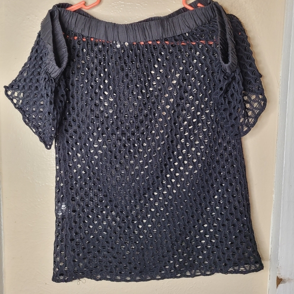 Milly cabana mesh top black off the shoulder Swimwear beach vacations petite - Picture 3 of 10